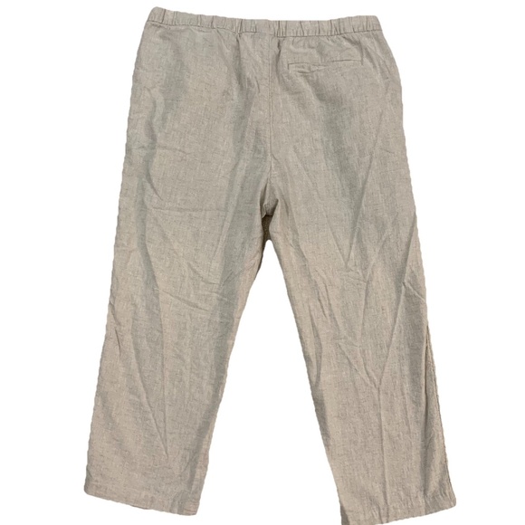 H&M Pants Women's L Tan Linen Pull On Beach Pockets Adjustable String Cropped. - Picture 2 of 14